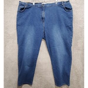 Denim 24/7 Jeans Womens 32 Blue High Rise Straight Leg  Medium Wash Stretch